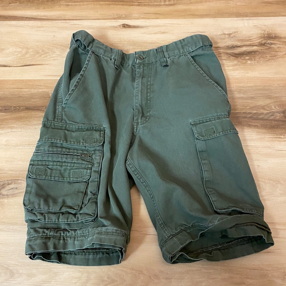 Boy Scouts of America Cargo Shorts Size 26 Green Canvas Flex Waist Uniform